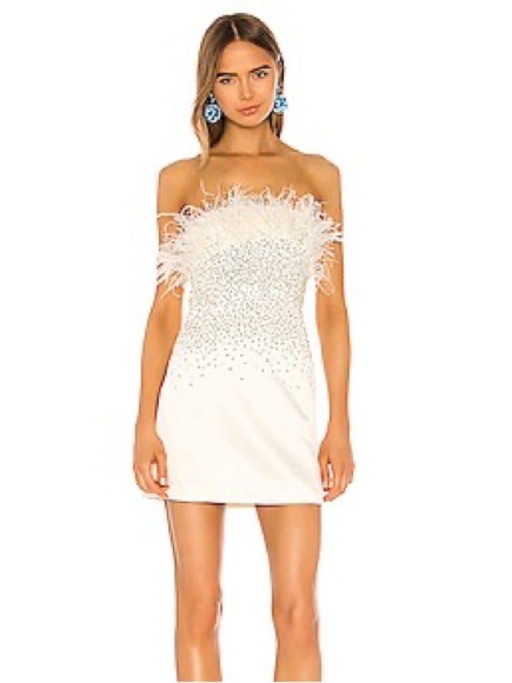 NBD Gracy Feather Sequin Mini Dress